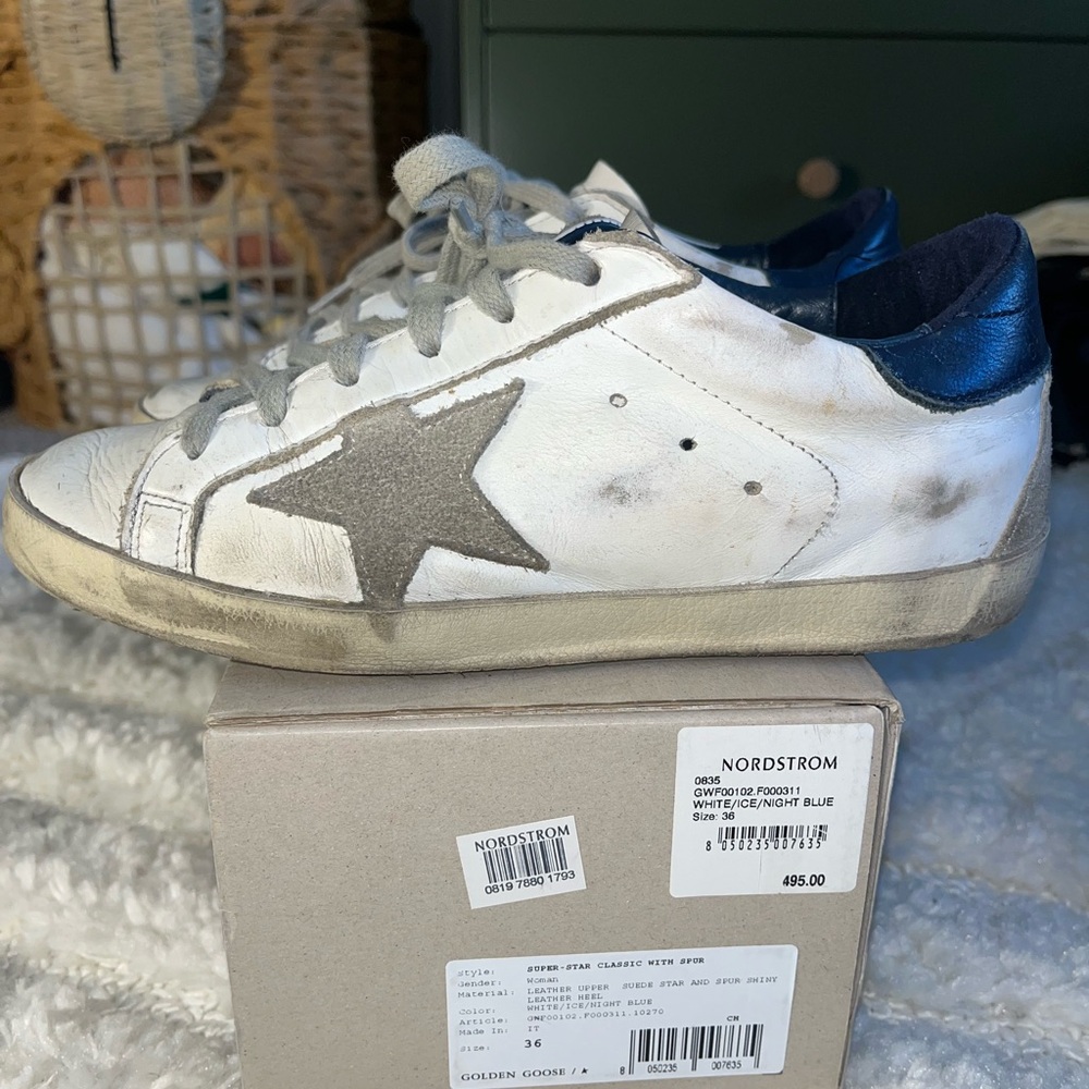 Golden Goose White and Gray Star Sneakers - Picture 3 of 5